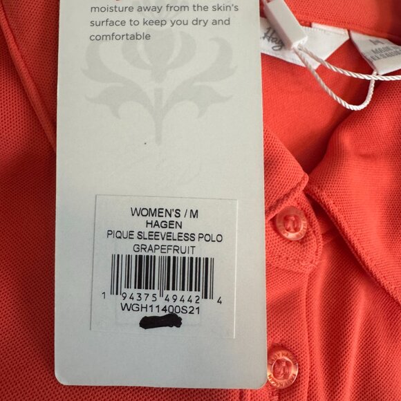 NWT Lady Hagen Sleeveless Polo Tank in Coral Orange Golf Women's Top Size Medium - Picture 11 of 11